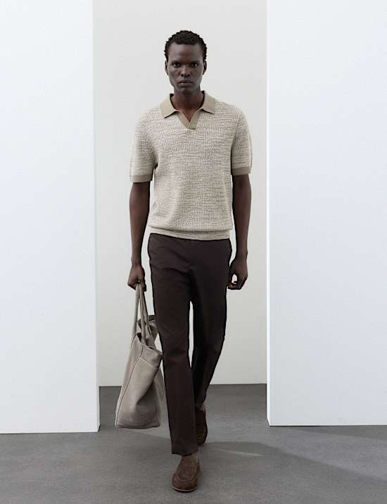 Pure Cotton Twisted Stitch Knitted Polo