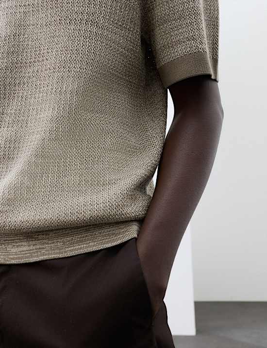 Pure Cotton Twisted Stitch Knitted Polo