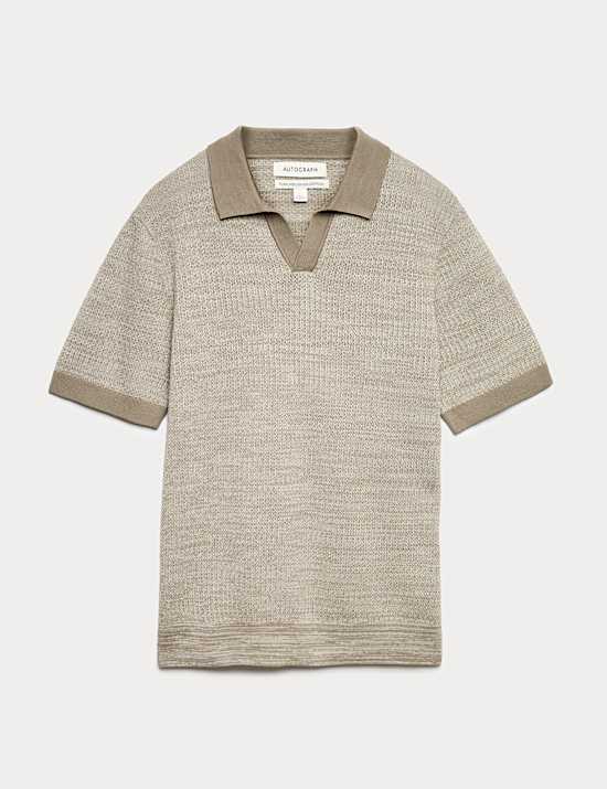 Pure Cotton Twisted Stitch Knitted Polo