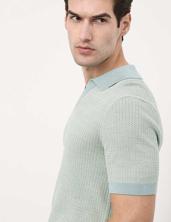 Pure Cotton Twisted Stitch Knitted Polo