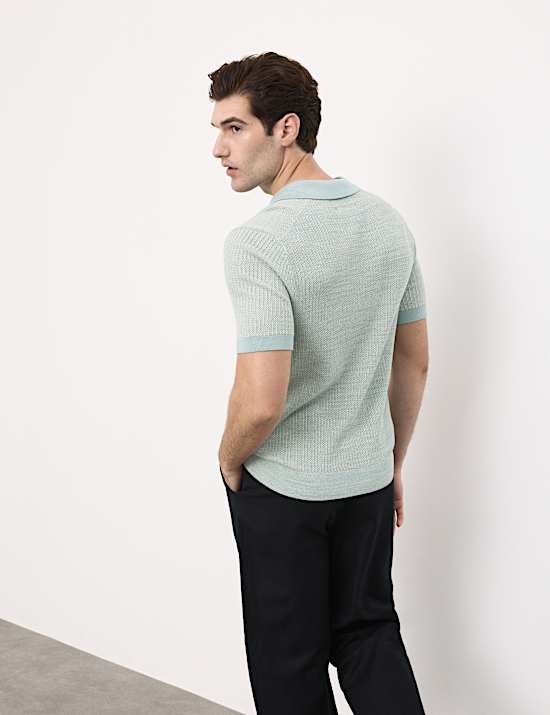 Pure Cotton Twisted Stitch Knitted Polo