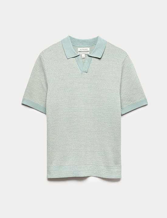 Pure Cotton Twisted Stitch Knitted Polo