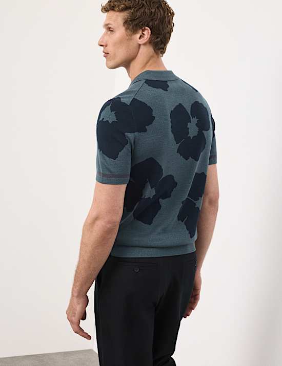 Mercerised Cotton Half Zip Knitted Polo Shirt