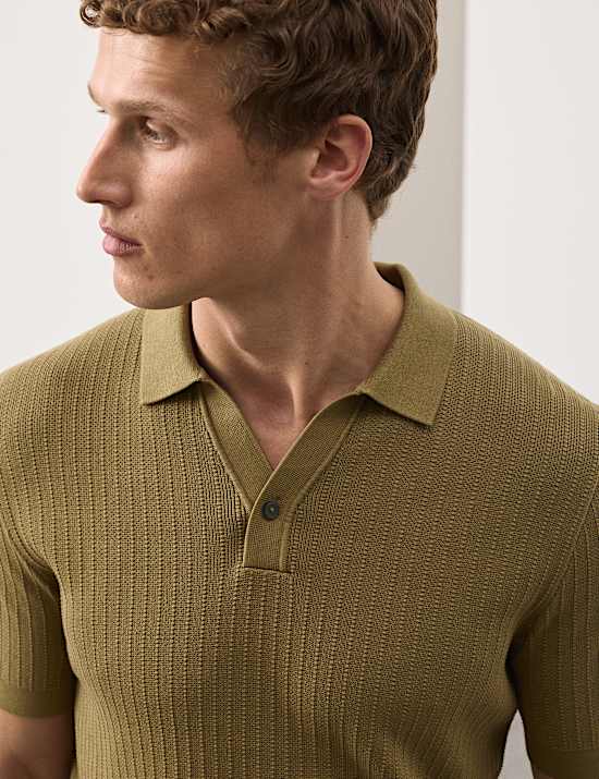 Mercerised Cotton Knitted Polo Shirt