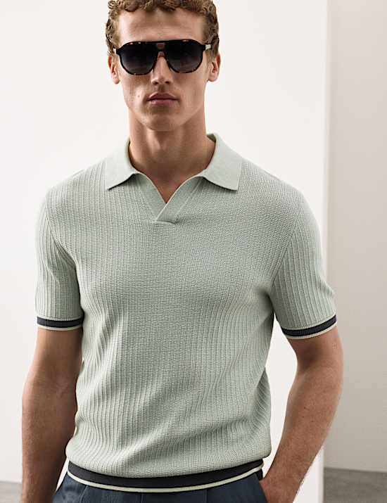 Pure Cotton Knitted Polo Shirt