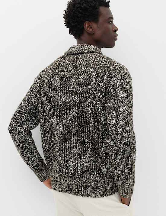 Cotton Blend Zip Up Knitted Jacket
