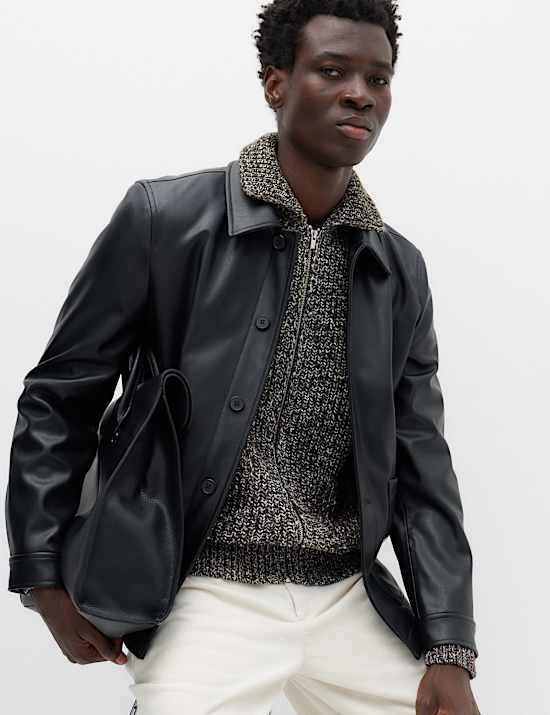 Cotton Blend Zip Up Knitted Jacket