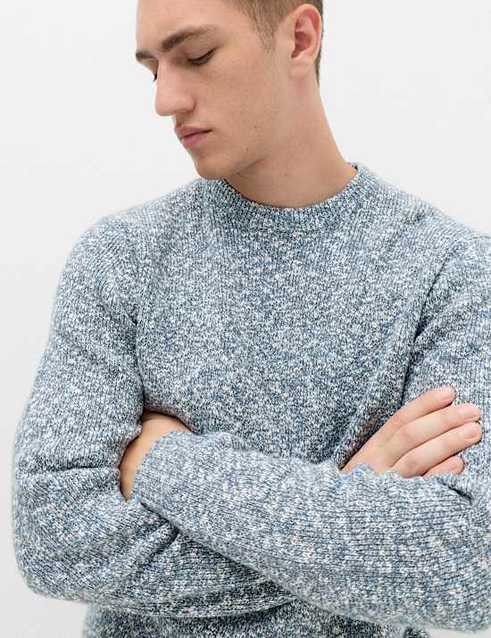Pull textur&eacute; coupe standard en coton m&eacute;lang&eacute;