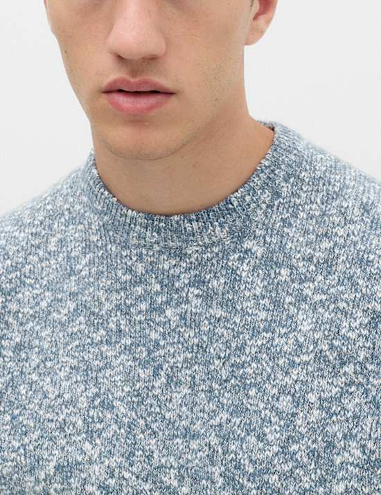 Pull textur&eacute; coupe standard en coton m&eacute;lang&eacute;