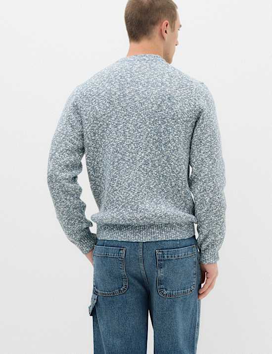 Pull textur&eacute; coupe standard en coton m&eacute;lang&eacute;