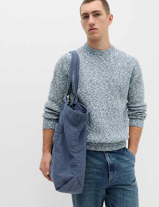 Pull textur&eacute; coupe standard en coton m&eacute;lang&eacute;