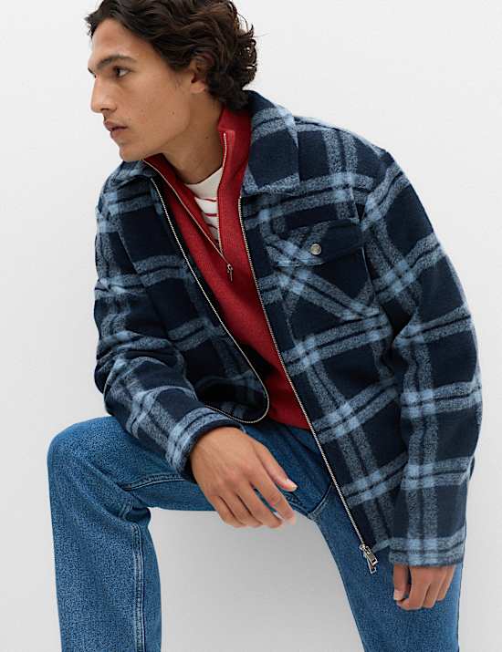 Cotton Blend Ribbed Half Zip Jumper