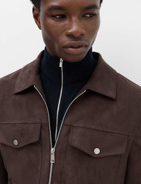 Cotton Blend Ribbed Half Zip Jumper