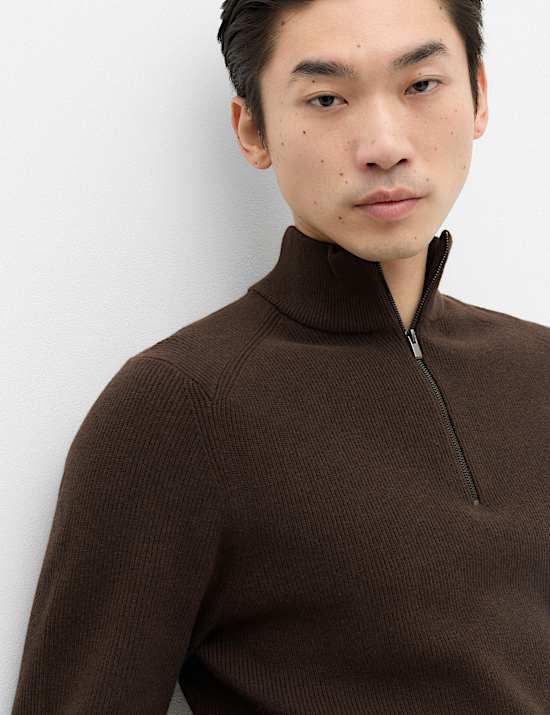 Pull en coton m&eacute;lang&eacute; &agrave; col zipp&eacute; et motif c&ocirc;tel&eacute;