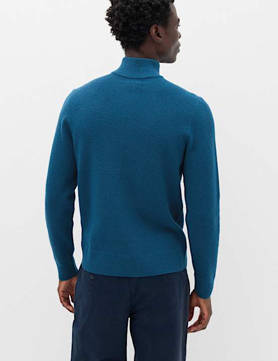 Pull en coton m&eacute;lang&eacute; &agrave; col zipp&eacute; et motif c&ocirc;tel&eacute;