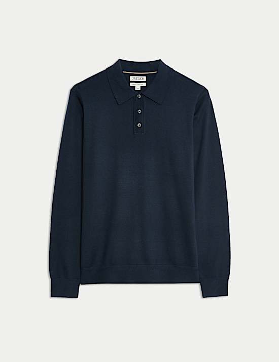 Polo de punto de lana merino con seda