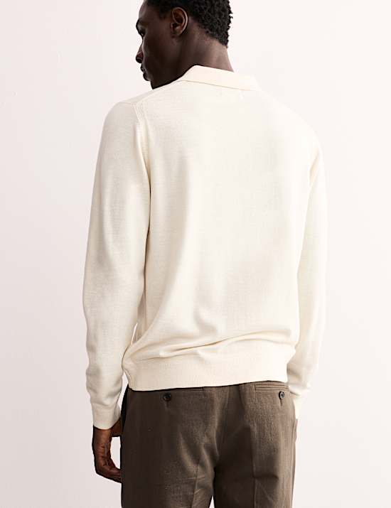 Polo en maille de laine mérinos et soie