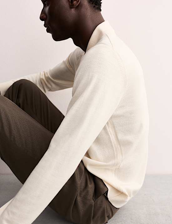 Polo en maille de laine mérinos et soie