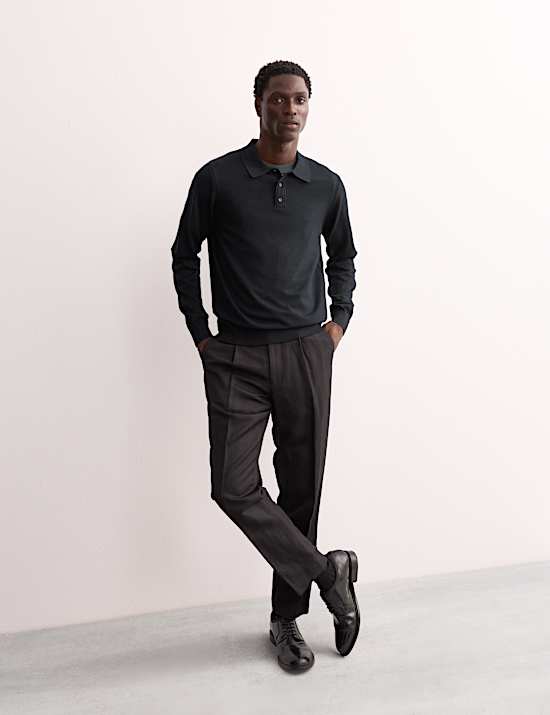 Merino Wool Rich with Silk Knitted Polo Shirt