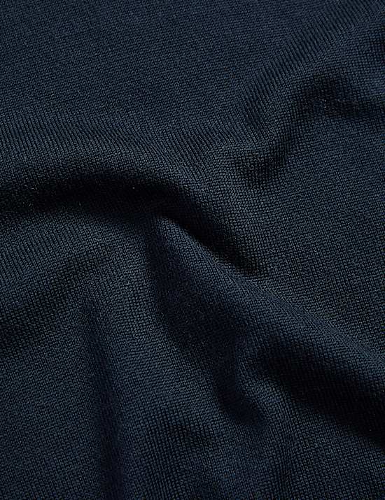 Jersey de lana merino con seda con media cremallera