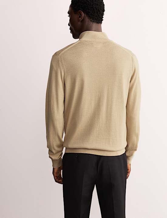 Merino Wool Rich with Silk Half Zip Jumper