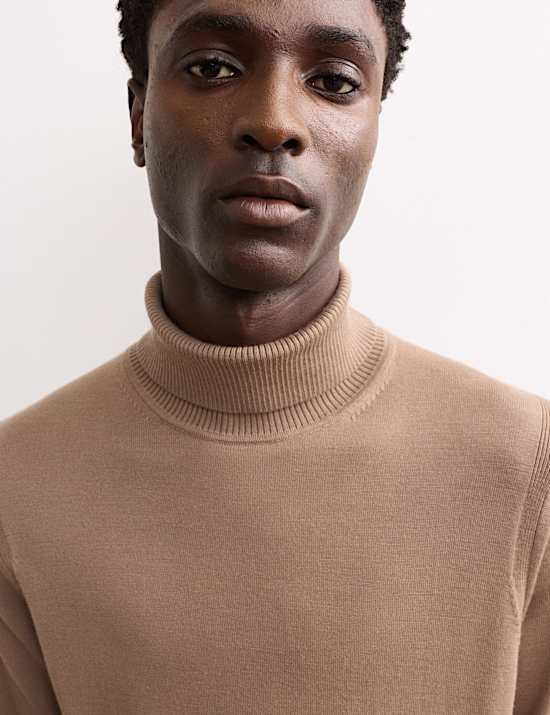 Extra Fine Merino Roll Neck Jumper with Silk