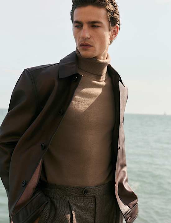 Extra Fine Merino Roll Neck Jumper with Silk