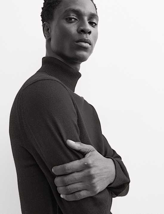 Extra Fine Merino Roll Neck Jumper with Silk