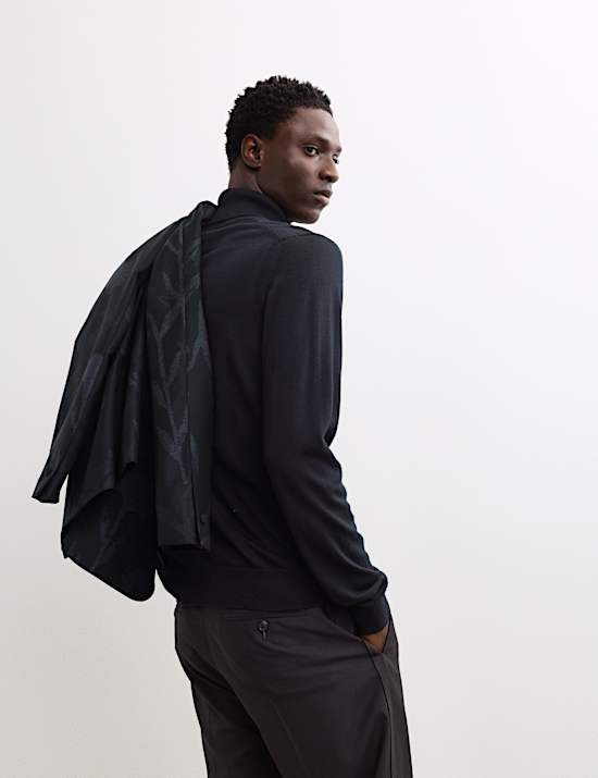 Extra Fine Merino Roll Neck Jumper with Silk