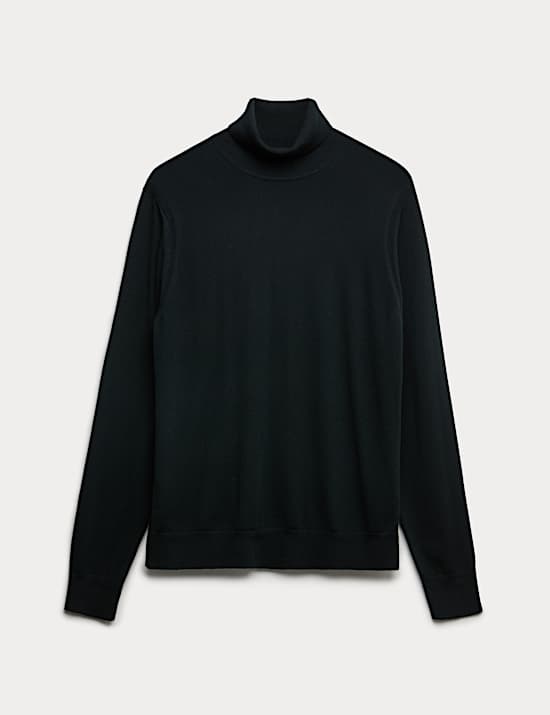 Extra Fine Merino Roll Neck Jumper with Silk
