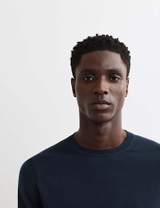 Extra Fine Merino Wool Crew Neck Jumper with Silk