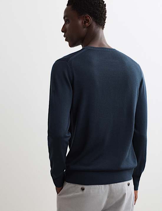 Extra Fine Merino Wool Crew Neck Jumper with Silk