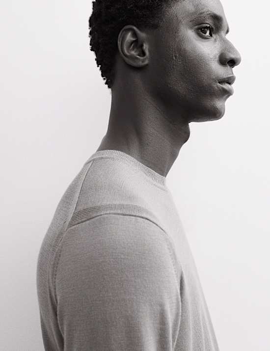 Extra Fine Merino Wool Crew Neck Jumper with Silk