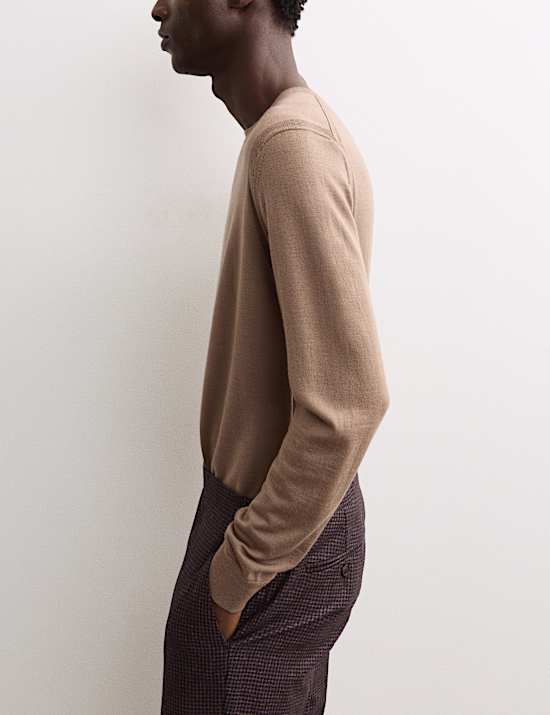 Extra Fine Merino Wool Crew Neck Jumper with Silk
