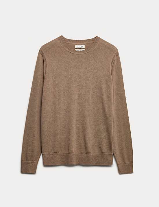 Extra Fine Merino Wool Crew Neck Jumper with Silk
