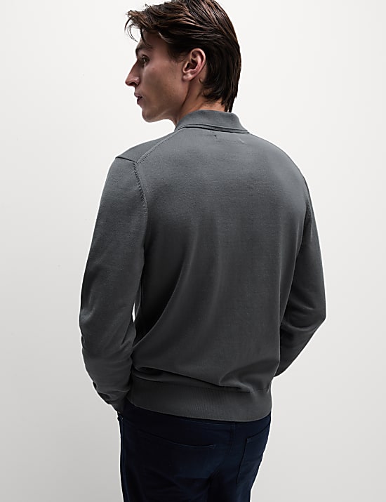 Poloshirt im Stricklook mit hohem Baumwollanteil