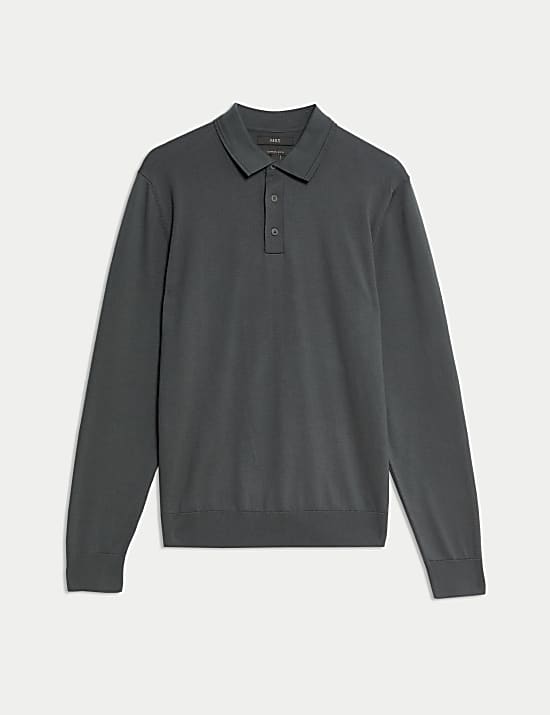 Poloshirt im Stricklook mit hohem Baumwollanteil