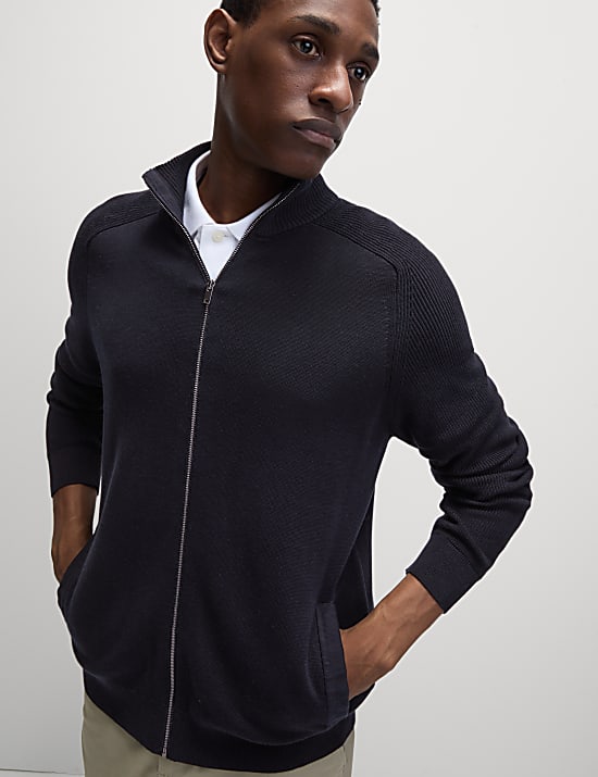 Πλεκτό τζάκετ Milano με ψηλό γιακά και υψηλή περιεκτικότητα σε βαμβάκι