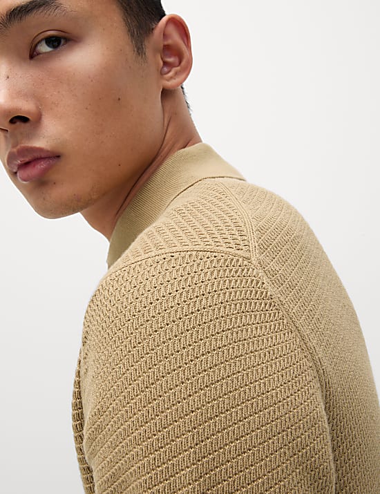Cotton Rich Textured Knitted Polo Shirt