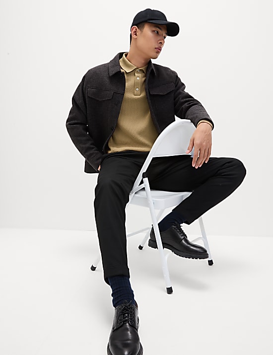 Cotton Rich Textured Knitted Polo Shirt