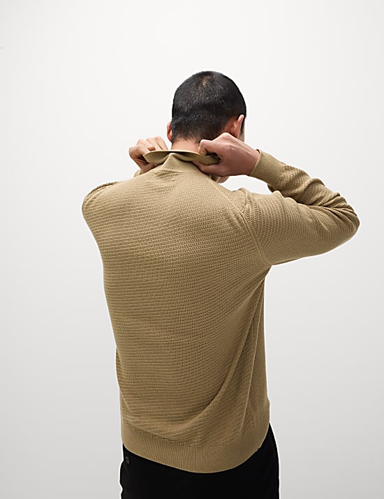 Cotton Rich Textured Knitted Polo Shirt