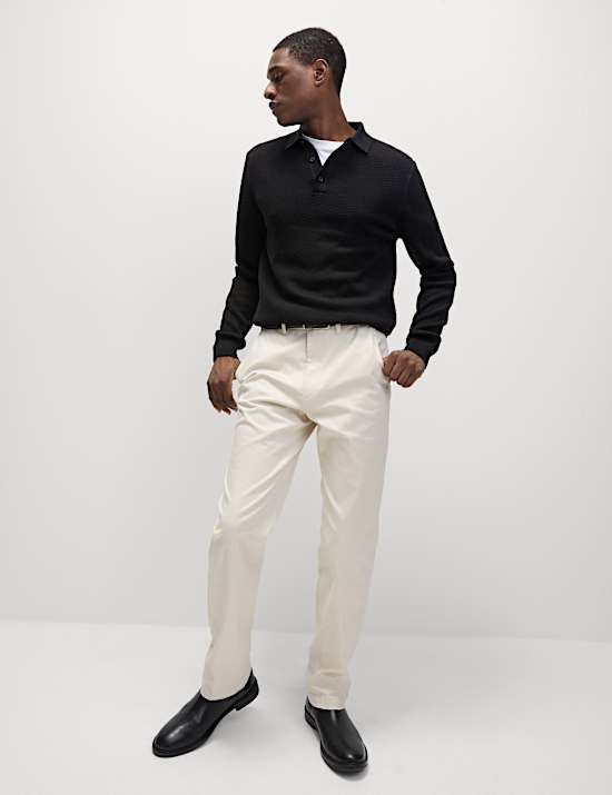 Βαμβακερή πλεκτή μπλούζα πόλο με ανάγλυφο σχέδιο