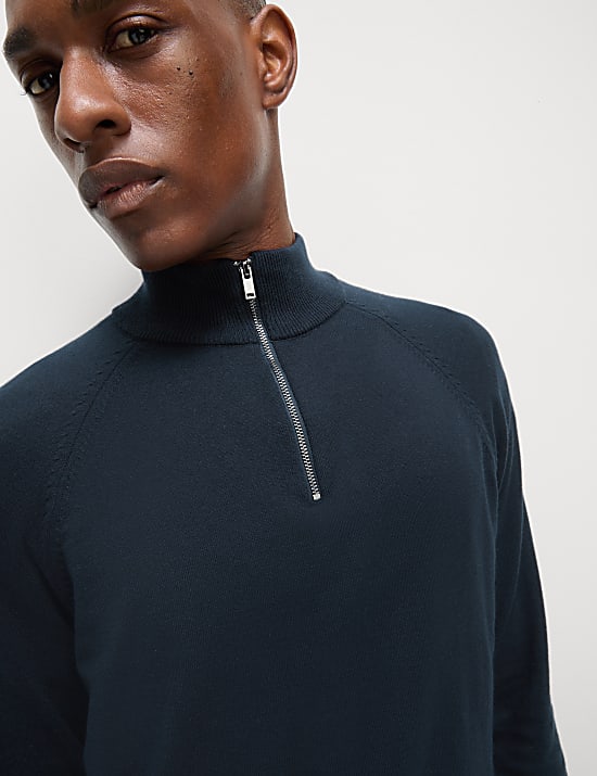 Cotton Rich Half Zip Jumper
