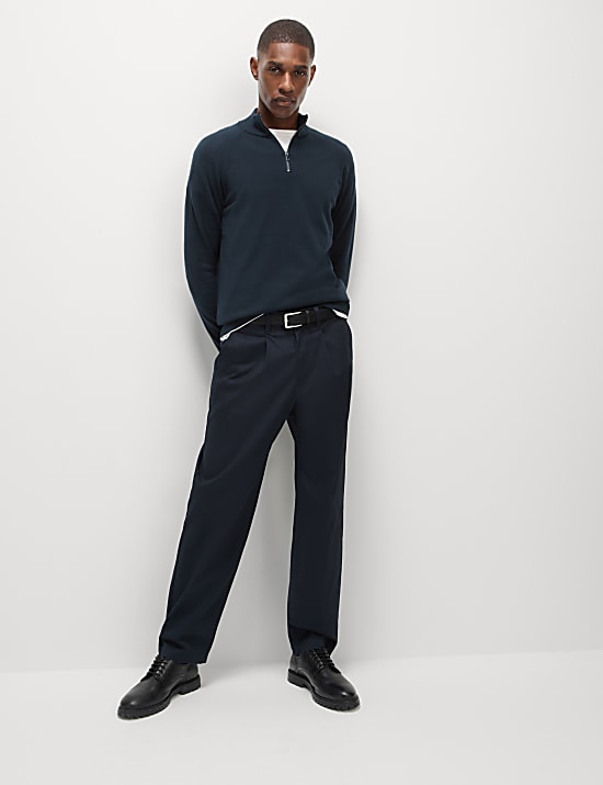 Cotton Rich Half Zip Jumper