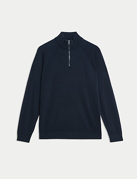 Cotton Rich Half Zip Jumper