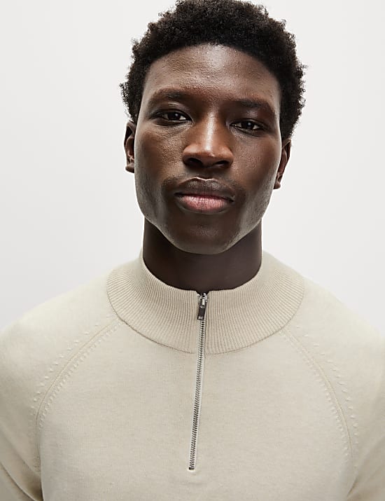 Cotton Rich Half Zip Jumper