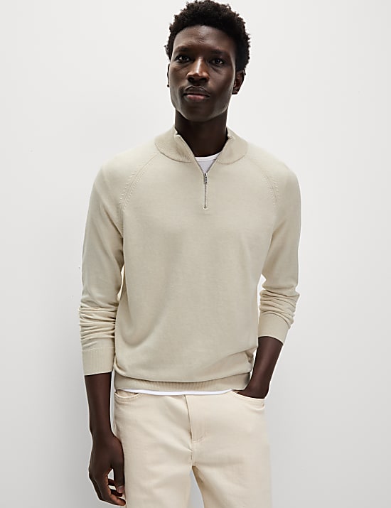 Cotton Rich Half Zip Jumper