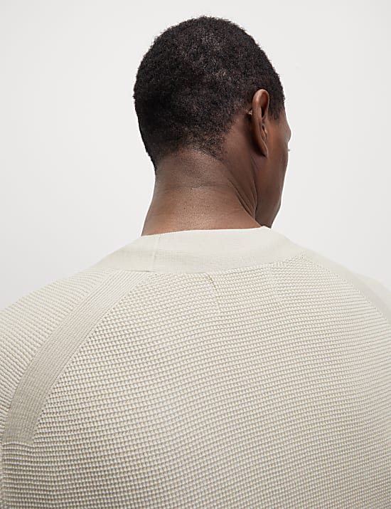 Cotton Modal Blend Textured V-Neck Cardigan