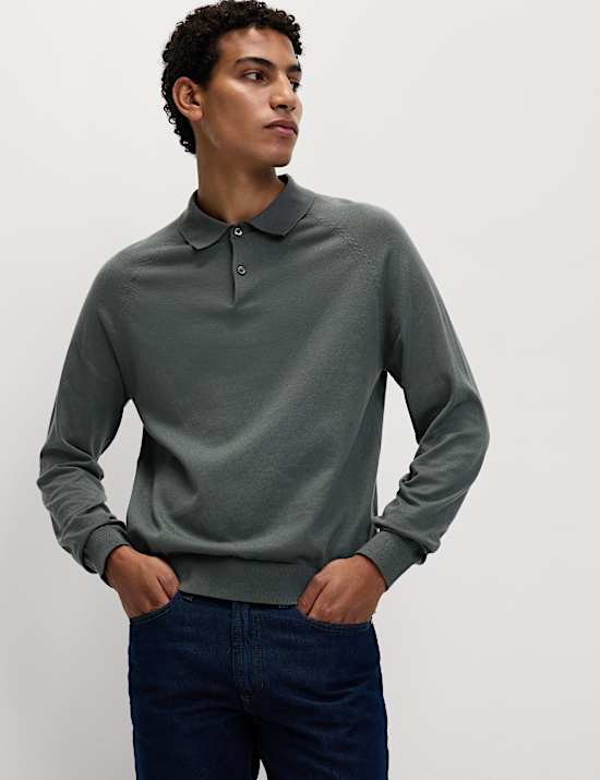 Poloshirt im Stricklook mit hohem Baumwollanteil