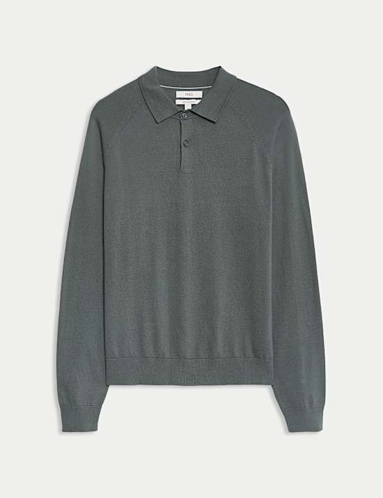 Poloshirt im Stricklook mit hohem Baumwollanteil